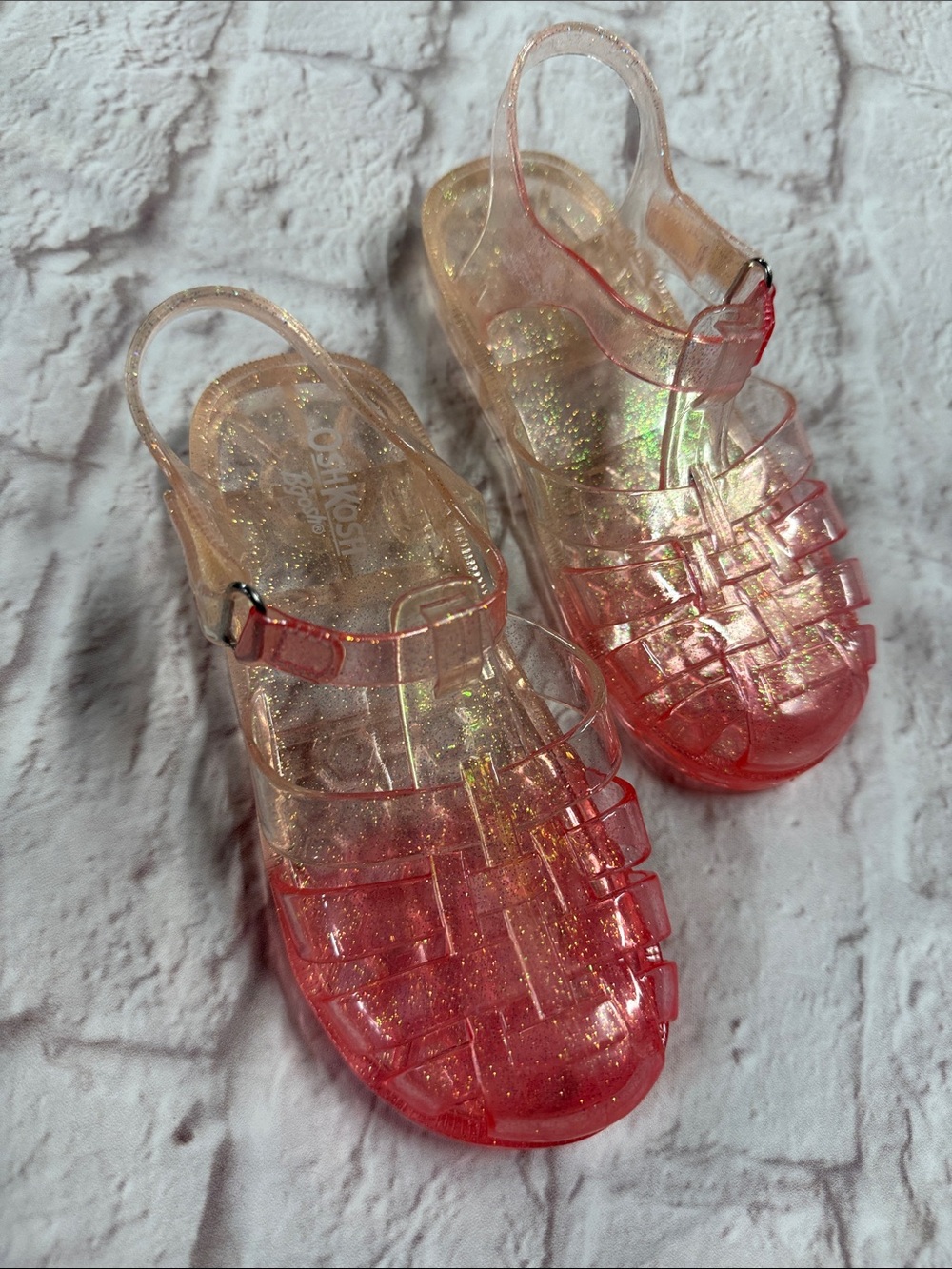 OshKosh B'gosh Clear to Pink Glitter Jelly Sandals